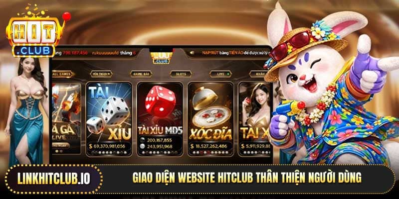 Giao diện website Hitclub thân thiện người dùng